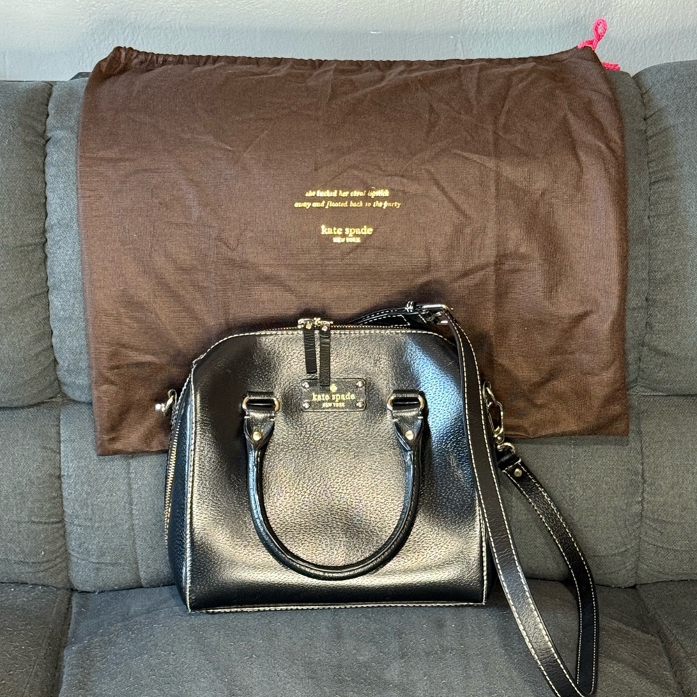KATE SPADE Wellesley Alessa Black Leather Satchel Handbag
